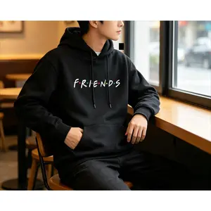 Printed Lettering Solid Color Hooded Sweatshirt with Loose and Casual Street Academic Style. Suitable for Both Men and Women.