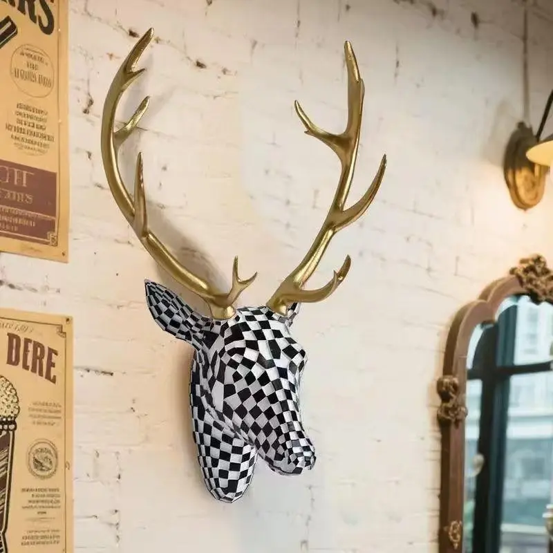 Modern Mosaic Deer Head Wall Hanging, Art Resin Sculpture, Elegant Home Decor for Living Room, Office, Cabin, Christmas, Halloween