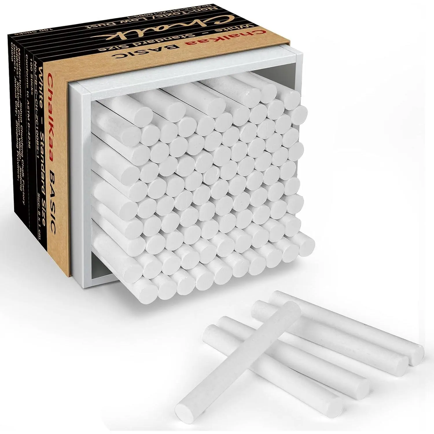 Dustless White Chalk 100 count,  Classroom Chalks for Teachers & Students, School Chalkboard Supplies
