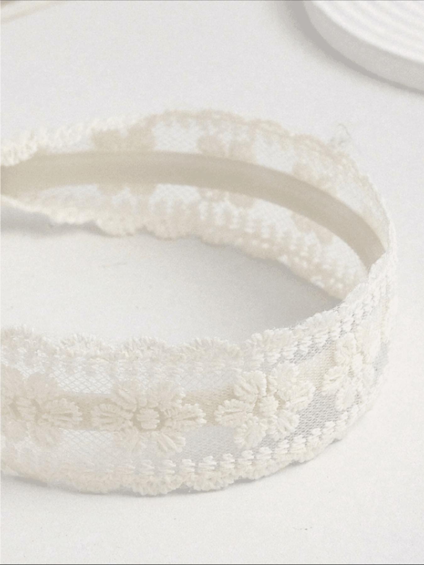 Women's Elegant Floral Embroidered Lace Headband, Vintage Wide Hairband, Fashionable Hair Accessories for Women & Girls