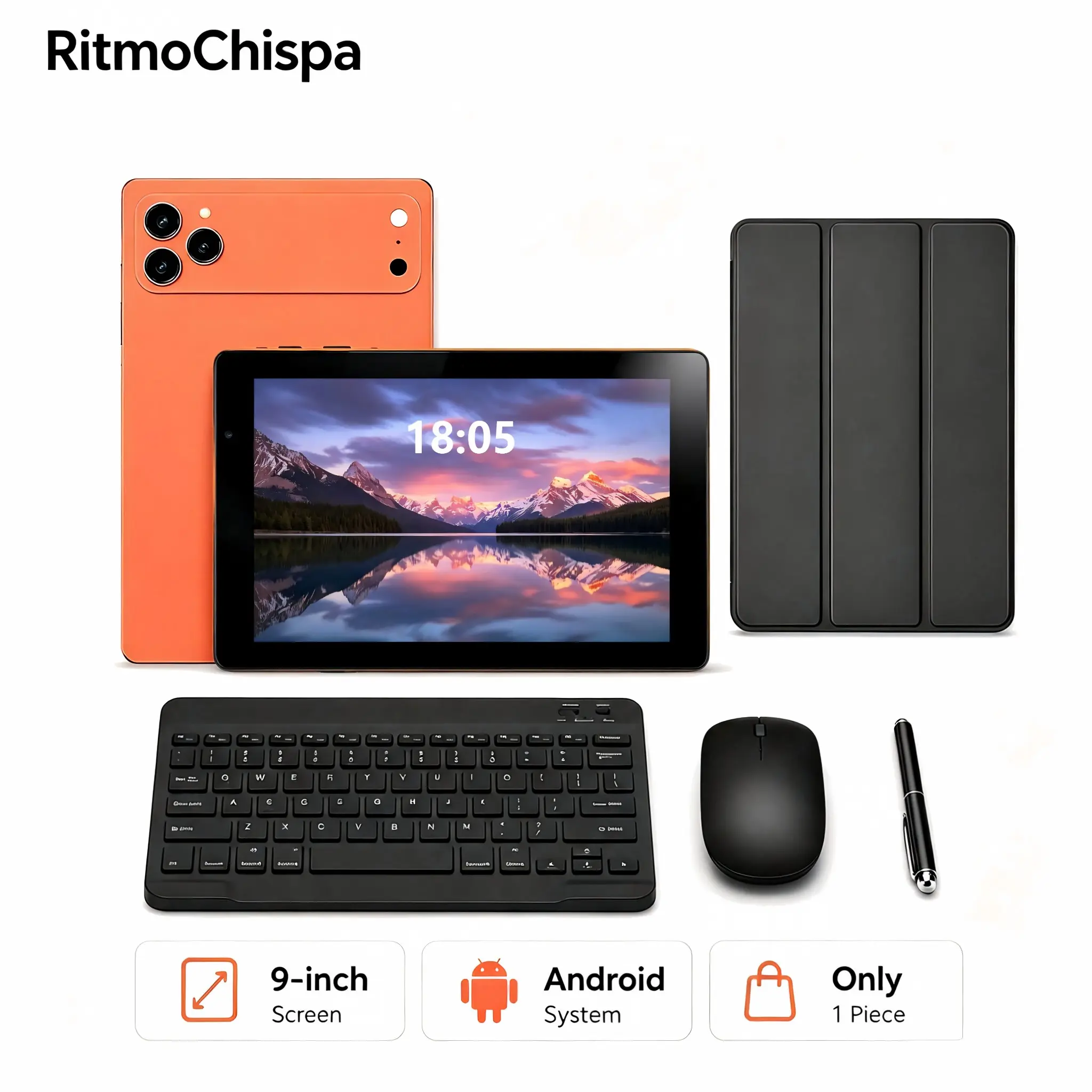 9 Inch Android Tablet, 16GB Storage, SIM & TF Card Slots, Comes with Keyboard, Mouse, Protective Case and USB Charging Cable, Portable Tablet for Study and Entertainment
