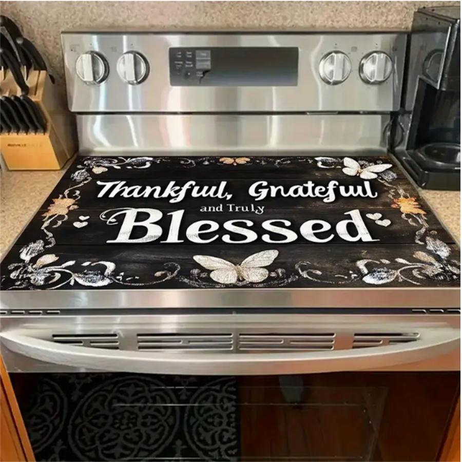 Soft Electric Stove Cover Cook Top Panel Protector Pad, Wood Grain Kitchen Design, Scratch Resistant, Easy to Clean, Grilling Accessories, Multi-Purpose for Home, Oven, Washer, Dryer