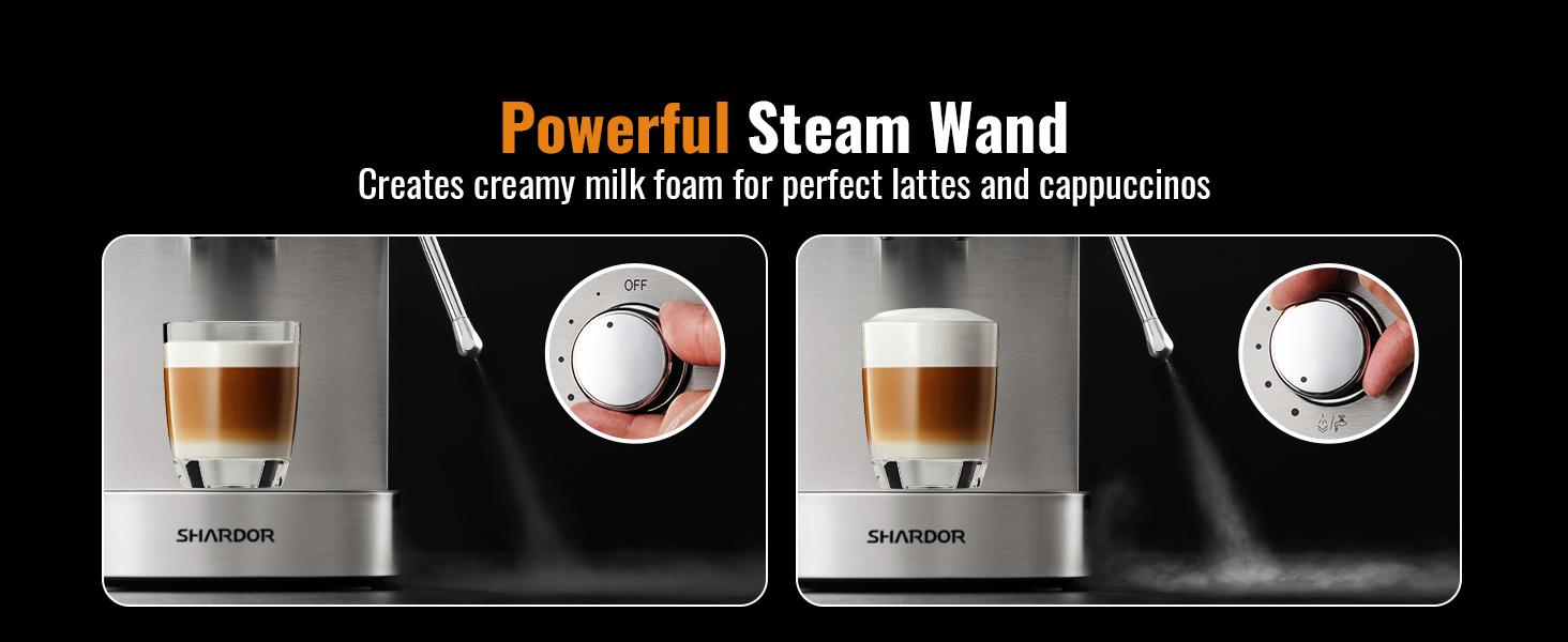 20-Bar Compact Stainless Steel Espresso Machine - Kitchen Coffee Appliance, Cafe Luxe Design, Touchscreen Control, NTC Temp Control, Timer, Milk Frother Steam Wand, 15-Min Auto Shutoff, Small Footprint, Beginner-Friendly for Latte at Home