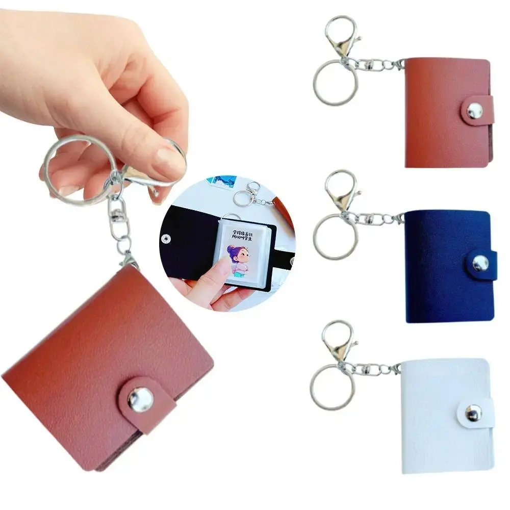 Mini 2 Inch Mini Photo Album with Keychain Snap Button Design Keychain Mini Album 20 Pockets Backpack Keyring