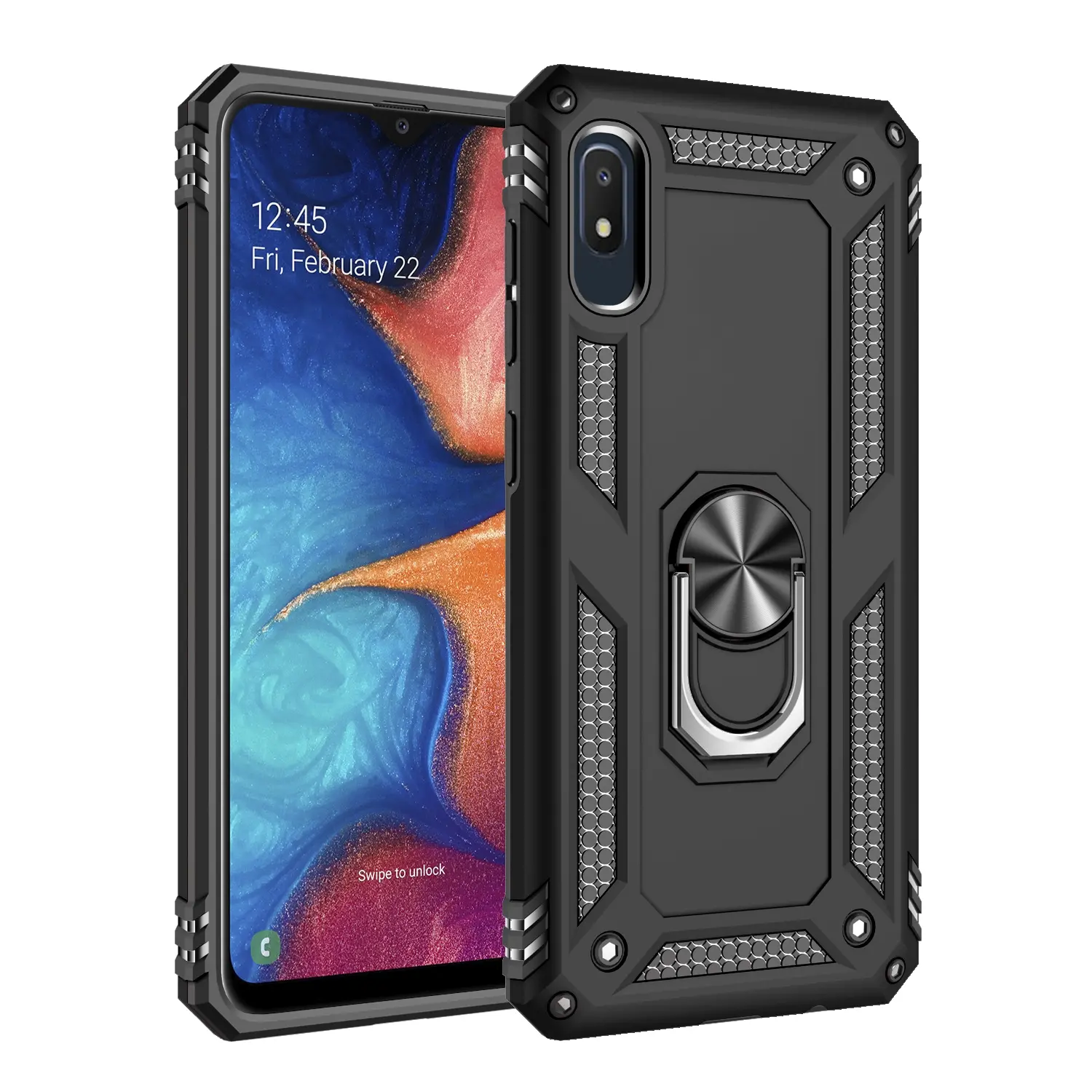 Case for Samsung Galaxy A10/A10E, Full Protection Dustproof Dual Layer Shockproof, Adjustable Metal Ring Stand, Durable for Samsung Galaxy A10/A10E Phone Case