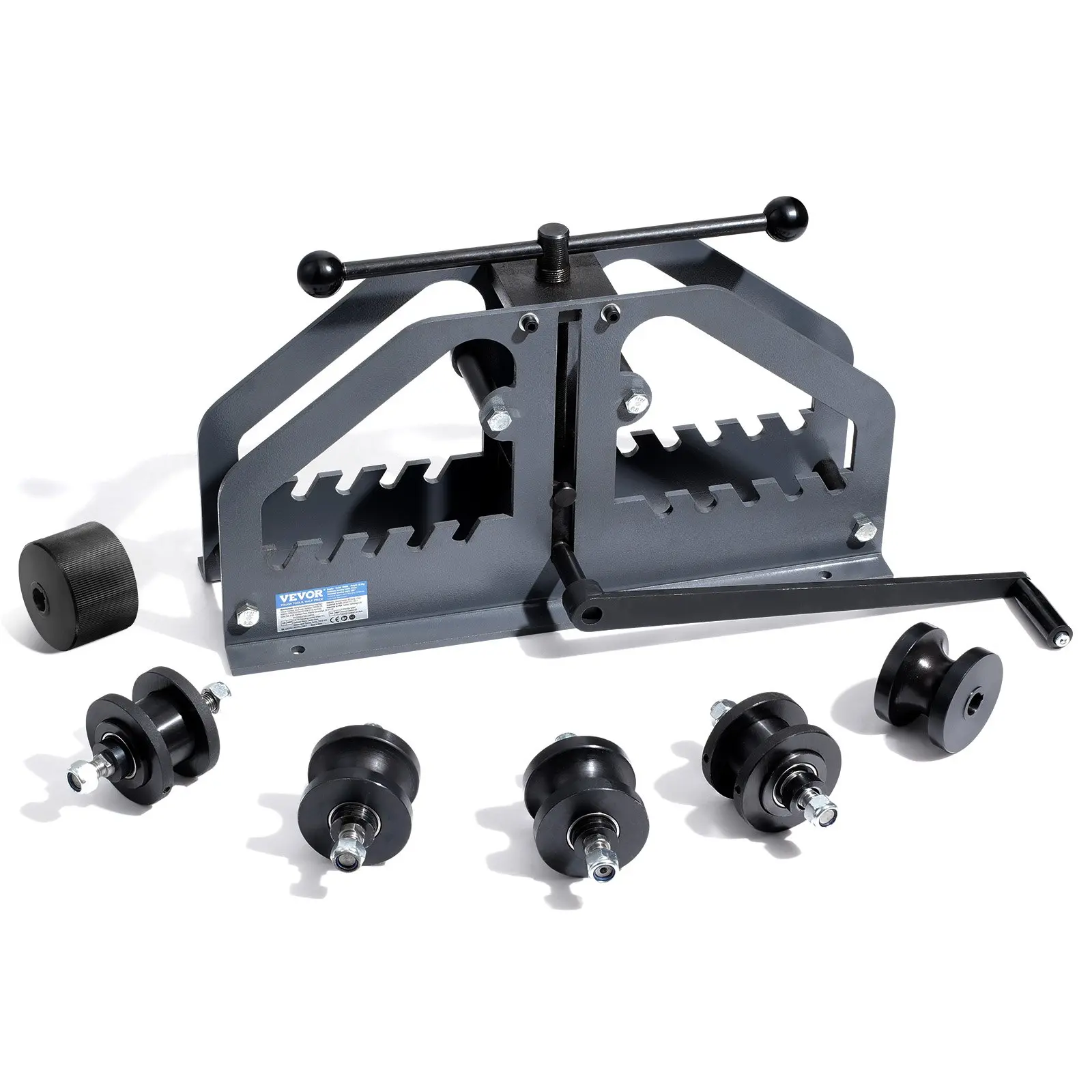 VEVOR Tube Roller Bender, Max 1-1/2" Manual Tube Pipe Roller Bender with 6 Dies, 360 Copper Aluminum Pipe Bending Tool for Square, Round Tube Flat Bar, Ideal for HVAC Air Conditioning Auto Repair