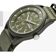 AGS Infantry Mens Military Watch, Vietnam Style Field Watches for Men, Tactical 12/24H Military Time Analog Watch, Waterproof Day Date Quartz Wristwatch w/Green Nylon Band, Work Watch for Man