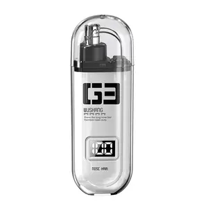 Rechargeable Nose & Eyebrow Trimmer, Compact Dual-Blade Facial Hair Removal Tool with LED Display, IPX7 Waterproof for Painless Wet & Dry Grooming