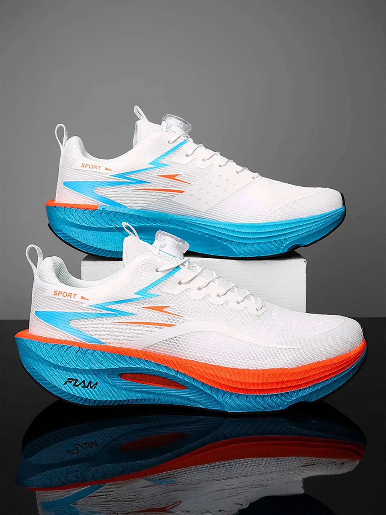 Men's Fashion Mesh Breathable Running Shoes, Shock-Absorption Sporty Sneakers, Lightweight Anti-Slip Athletic Footwear, Athletic Running Trainers