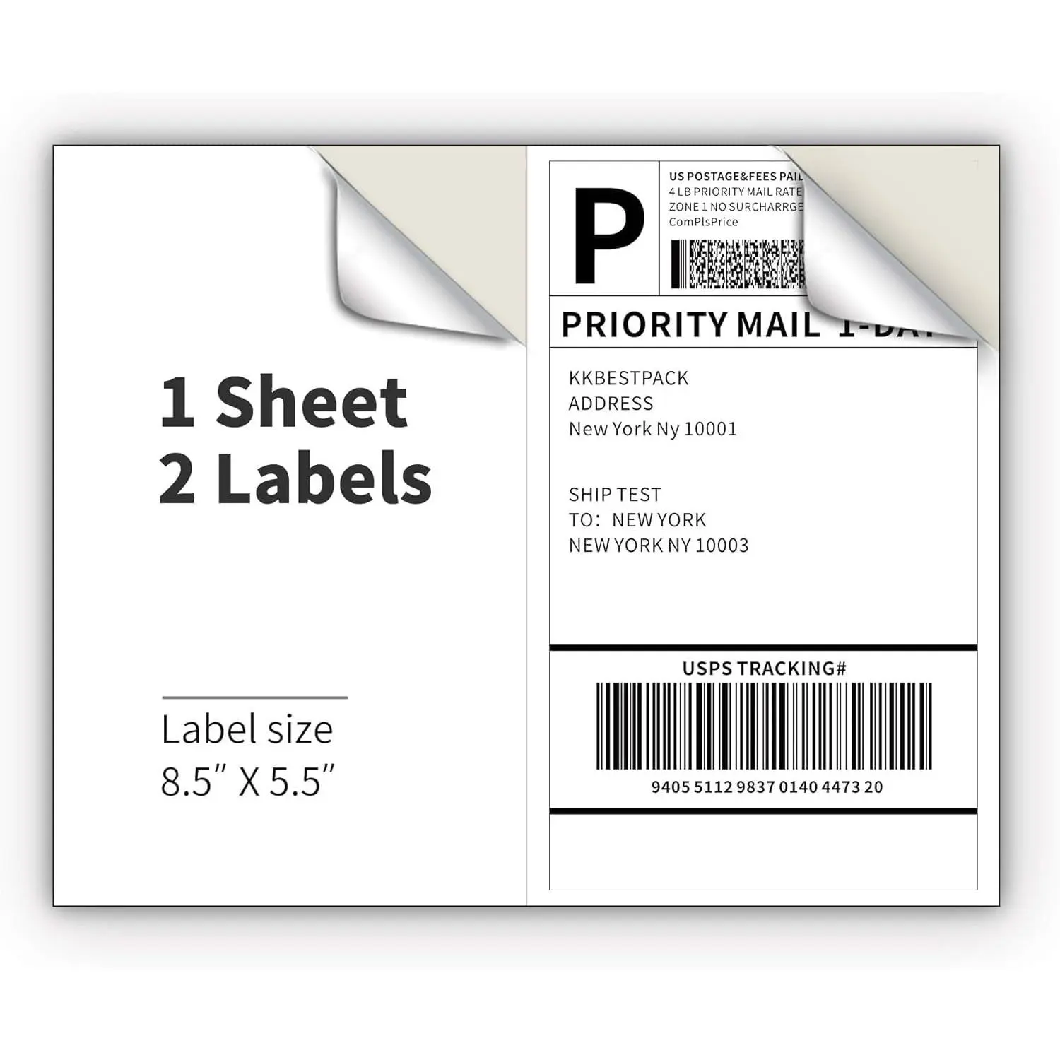 Half Sheet Shipping Labels for Laser and Inkjet Printers – 2 Per Page Self Adhesive Mailing Labels – White 8.5 x 5.5 (50 Labels)