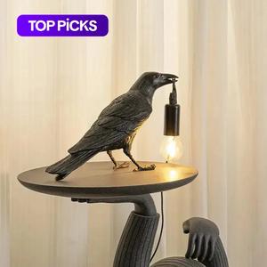crow design table lamp, usb powered creative desk lamp, desktop decoration table lamp, decorative lamp for bedroom, living room, home decor