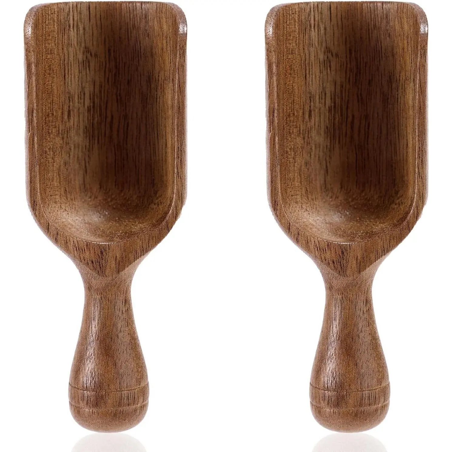 2pcs Mini Acacia Wood Coffee Spoons Multipurpose Tablespoon Scoops Small Wooden Measuring Spoons Kitchen Tool for Jars Canisters Containers Ground Coffee Bean Sugar Spices