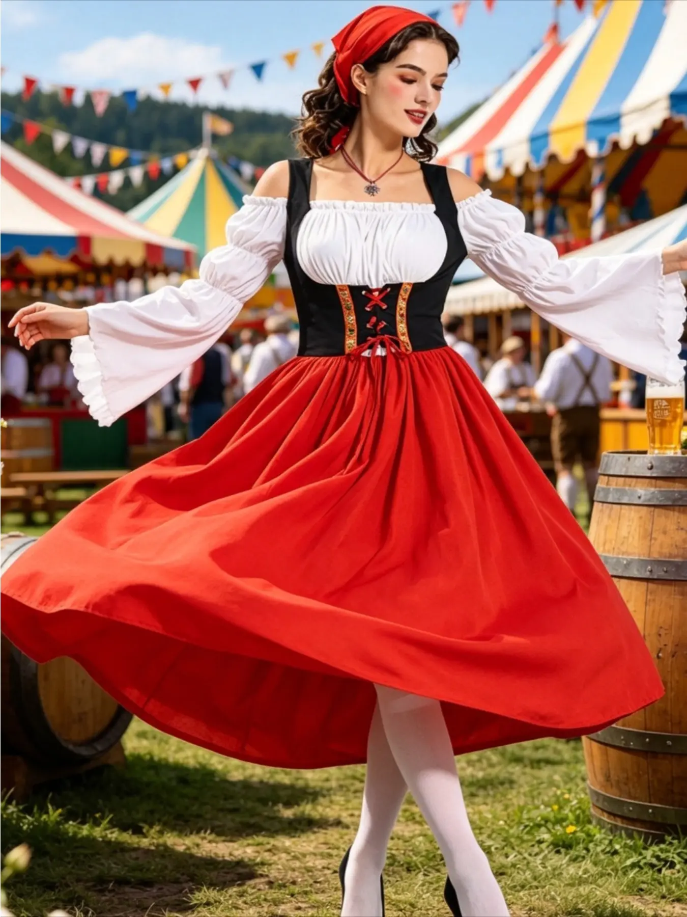 Classic Medieval Style Maid Costume Set Perfect For Oktoberfest Celebration And Stage Dress Up