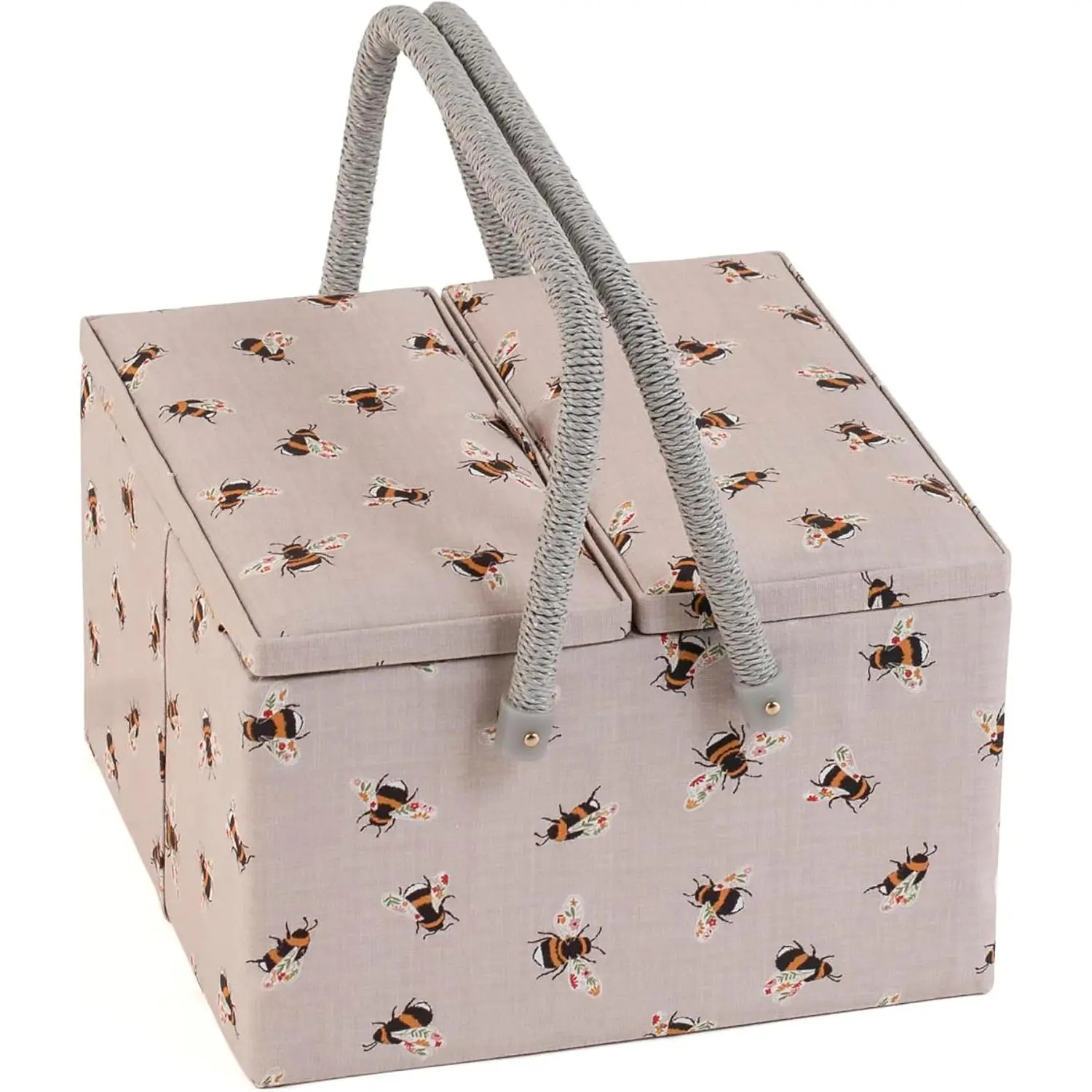 Large  Lid Sewing Box Craft Storage Box with Handle Internal Tray Pin Cushion and Pockets for Sewing Knitting and  Supplies