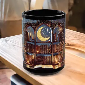 Crescent Moon Gothic Book Lover Coffee Mug, Dark Academia Witchy Floral Gift, Reading Mug, Book Lover Gift, Bookish Fall, Ceramic Cup 11oz 15oz, Mystical Moon Floral Art Cup, Gothic Aesthetic Drinkware, Witchy Botanical Design Mug