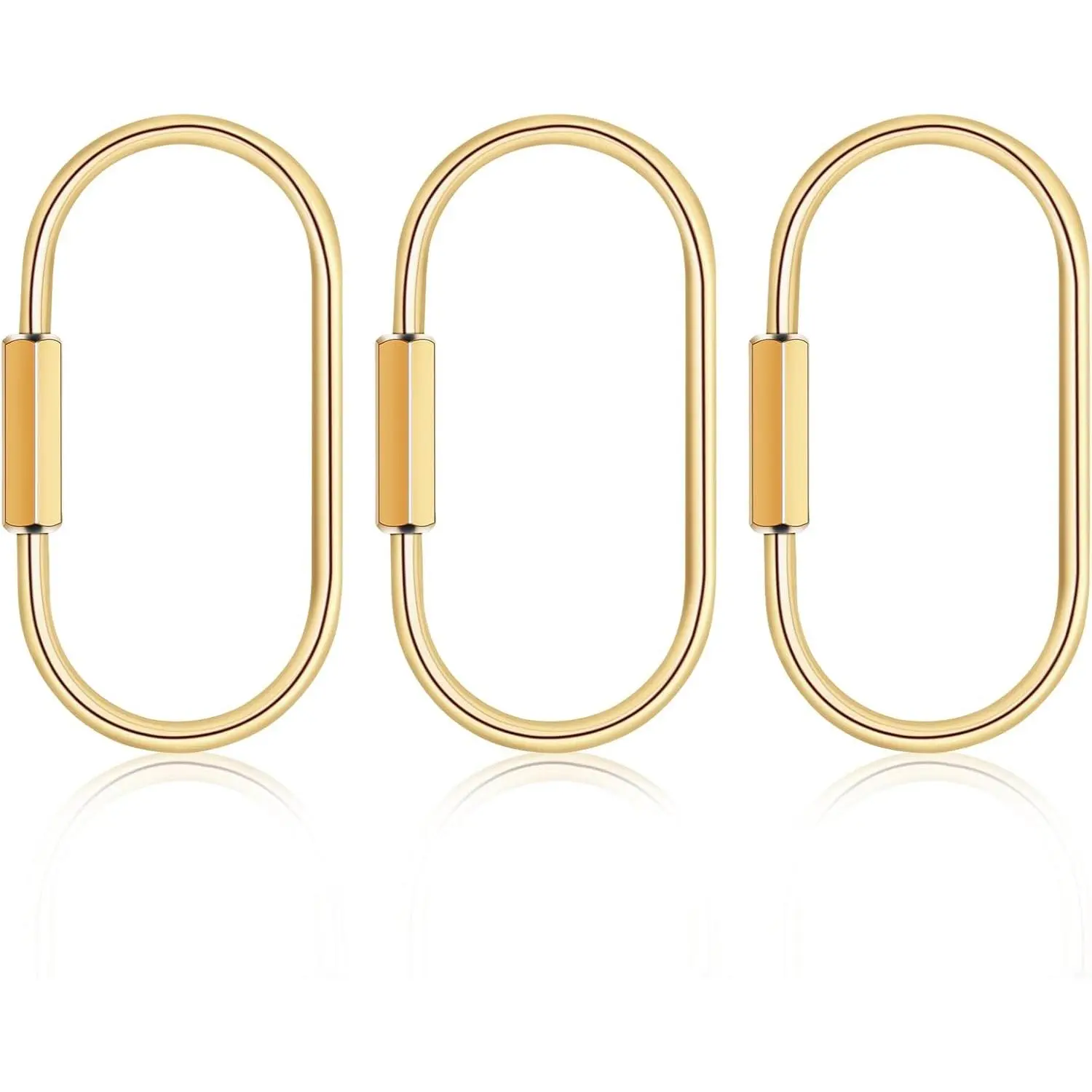 3 count Brass Key Ring,  Carabiner  Clips, Purse & Bag Charms | Screw Lock, Locking Carabiner for , Bag  Holder, Hook Key Chain, Key Organizer,  Key Ring, Handbag Accessories