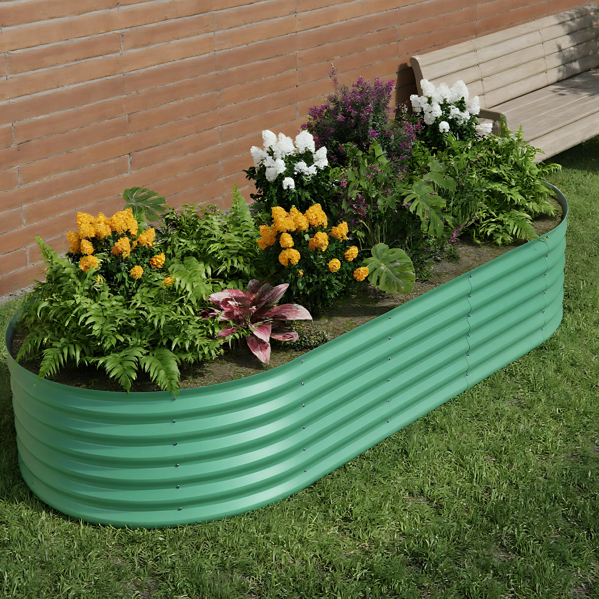 Galvanized Raised Planter Box, Rust Resistant Easy Setup Garden Bed for Growing Vegetables, Flowers and Various Outdoor Greenery
