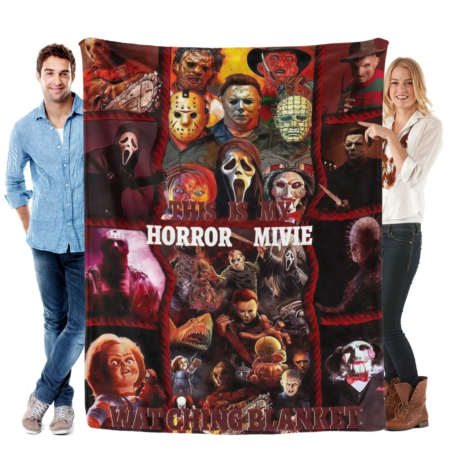 Horror Movie Blanket, Halloween Blanket, Scary Movie Blanket, Horror Blanket Gifts for Halloween, Horror Movie Gifts, Christmas Fleece Blankets Young Adults Men Women Boy Girl Gift