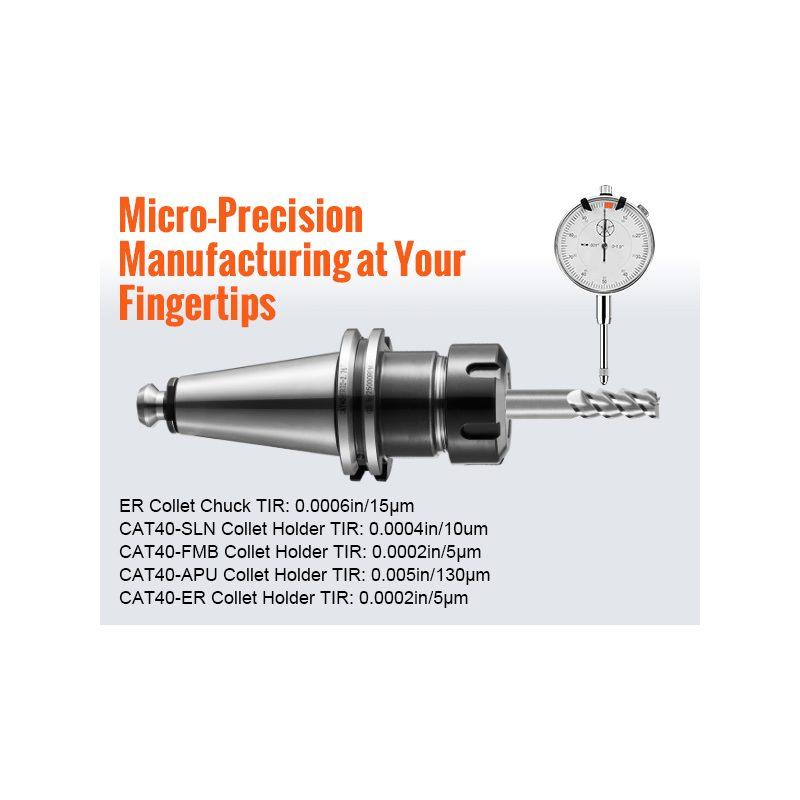 VEVOR CAT40 Collet Holder ER 16/32 Collet Set, 35 PCs, SLN FMB ER16/32 APU Tool Holders Spring Steel Collet Chucks with 10 Pull Studs and 3 Wrenches, for Milling Machine Drill Presses Boring Machine
