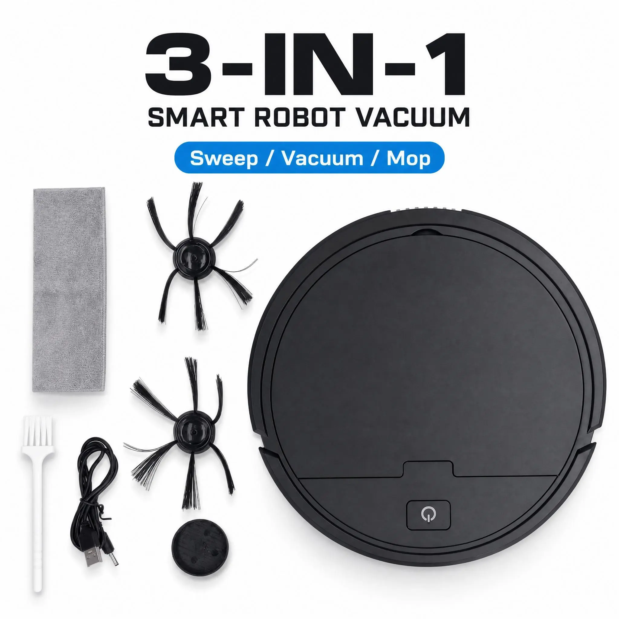 110V Plug Robot Vacuum Cleaner, Cross-Border 3-in-1 Household Intelligent Sweeper with Automatic Recharge, Intelligent Scan and Integrated Cleaning Functions