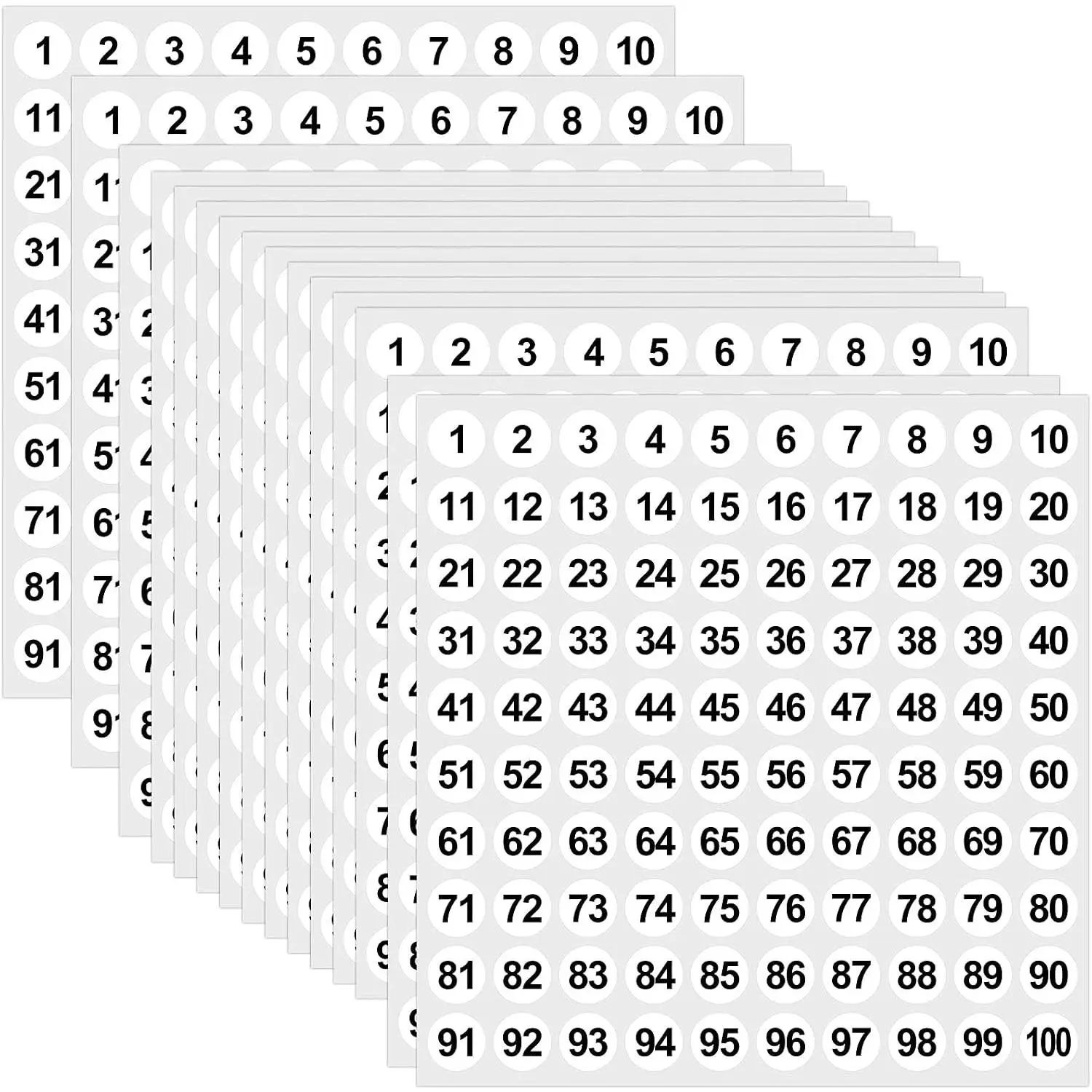 5000 Pcs 0.4 Inch 1 to 100 Number Stickers Small Number Dot Labels Consecutive Inventory Locker Storage Organizing Removable Stickers for Indoor Outdoor Office White