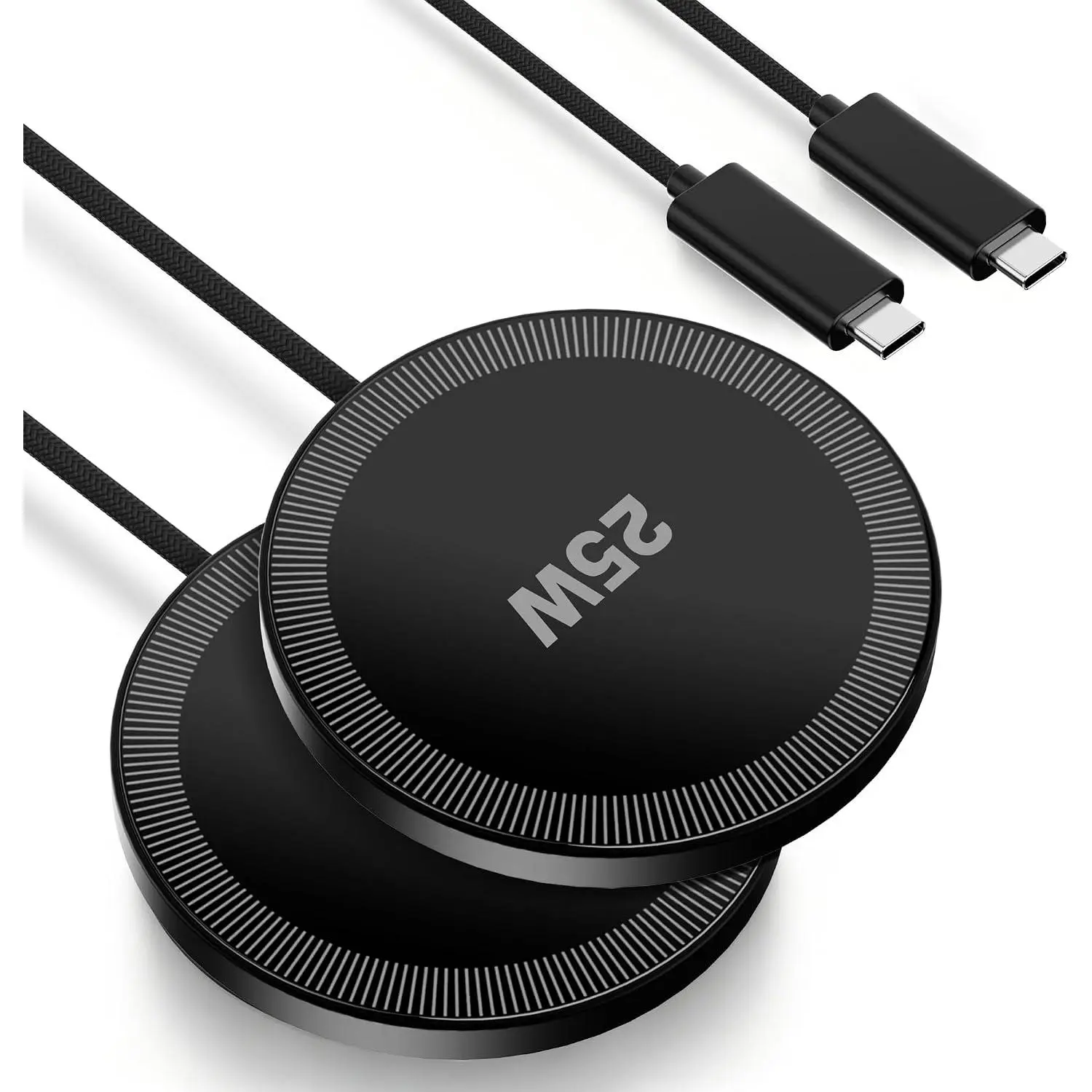 2-Pack MagSafe 25W Charger Pad with Heat Control, Slim Compact, Compatible with 17 17e 16 15 14 Pro Max Pixel 10, for Desk Travel, Black (Car Electronics Accessory)