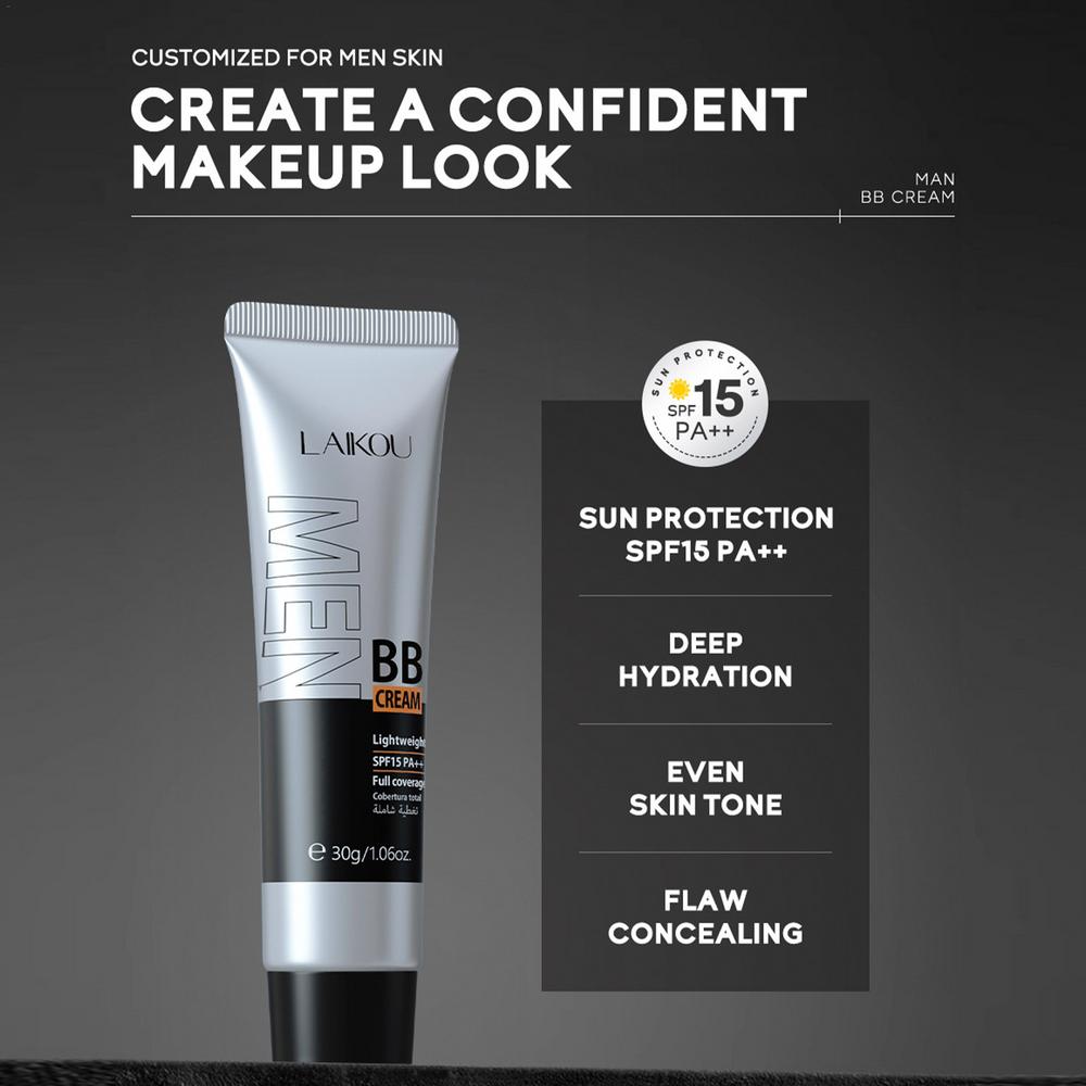 BB Cream for men Face Makeup concealer Foundation Sunscreen Repair Liquid Foundation for Oil Control Brighten skin tone 30g