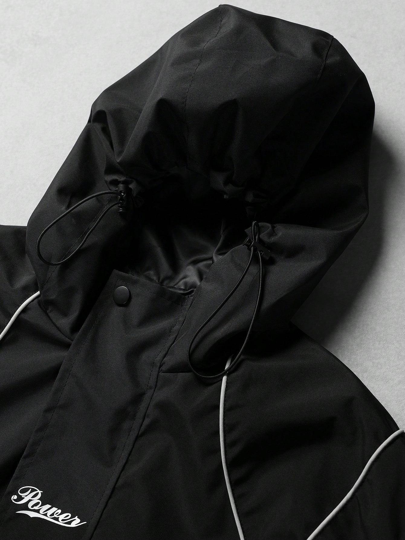 VIRAL Black Techwear Tracksuit Set | Y2K Reflective Piping Hooded Jacket & Pants