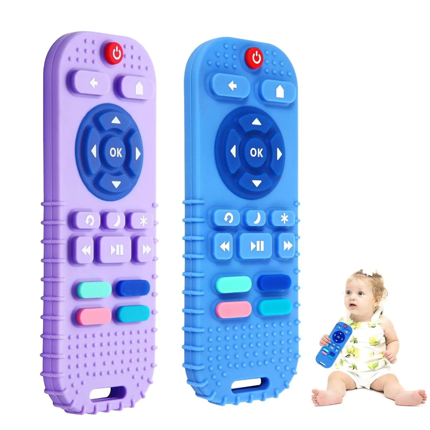 2 Pack Silicone Teethers  Babies 6-12 Months, Sensory Teething Toys  Newborns to Toddlers, Infant Girl Boy Gifts