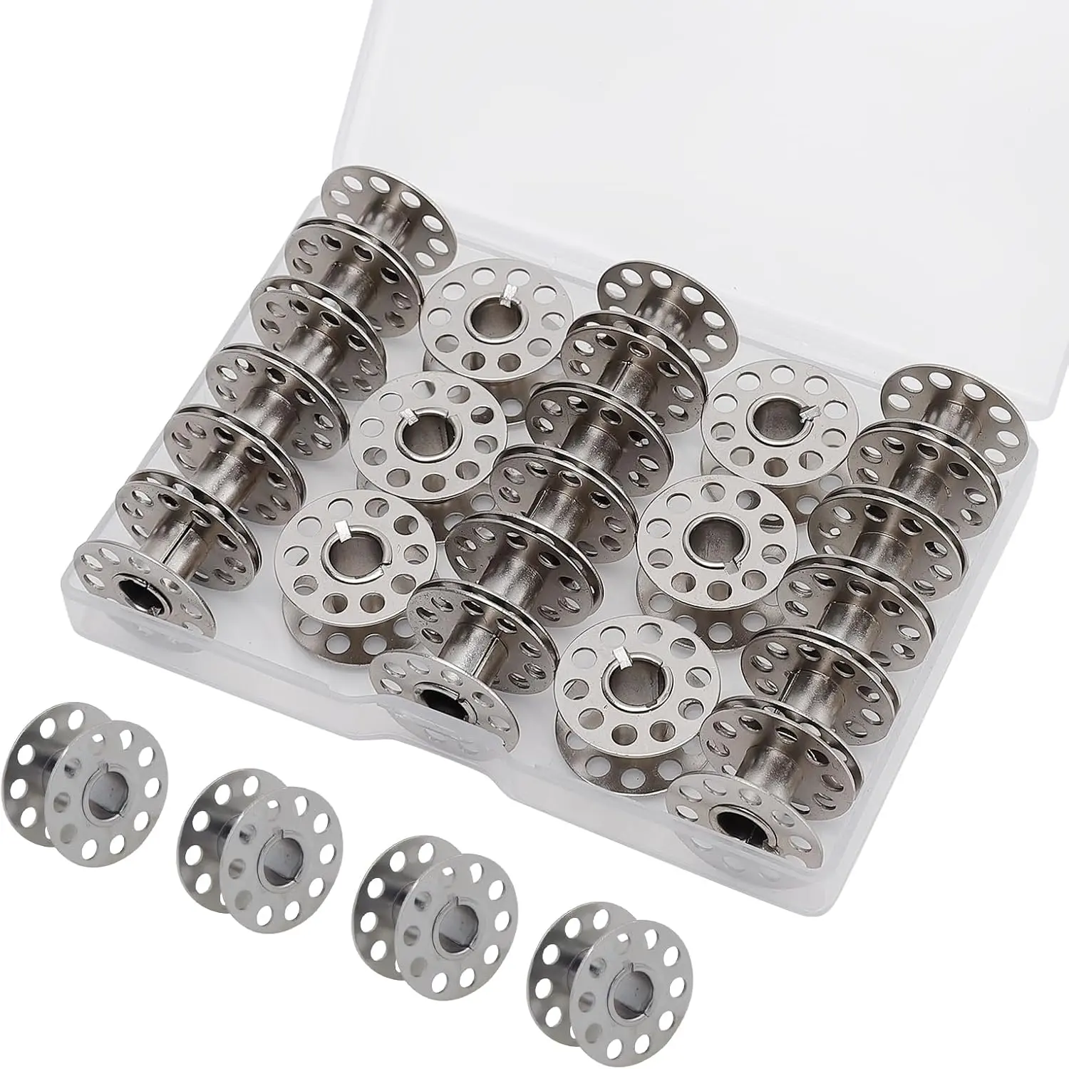 28-Count Durable Rust-Resistant Metal Sewing Machine Bobbins, Synthetic Bobbins for DIY Sewing, Compatible with Janome, Bernina, Toyota, Ideal for Mothers, Wives