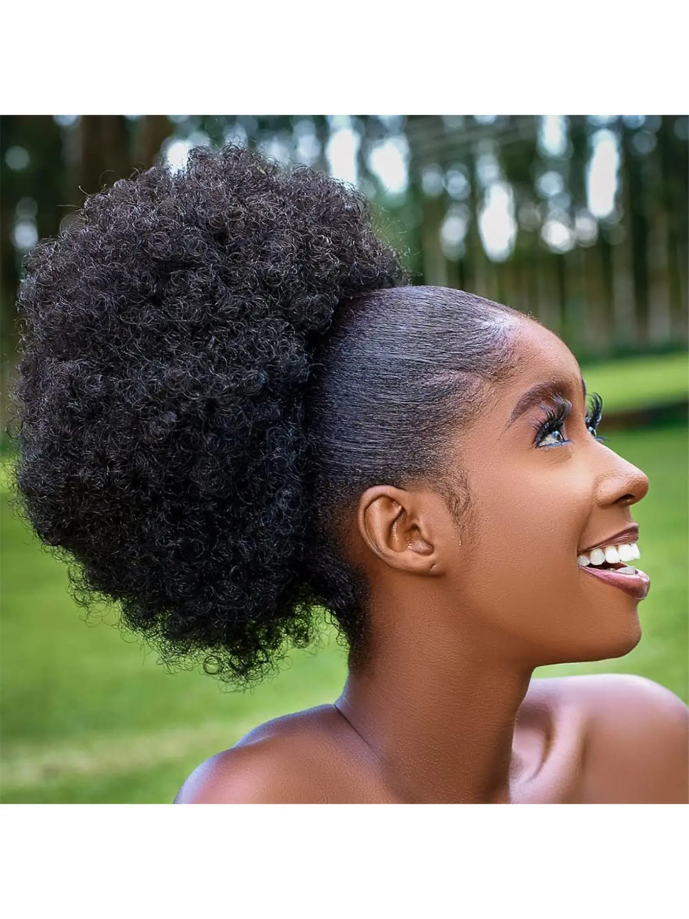 Afro Puff Drawstring Ponytail with Bangs ponytail extension for black women Short Curly Clip in Wrap Updo Hairpiece Synthetic Curly Hair Synthetic Hairpieces