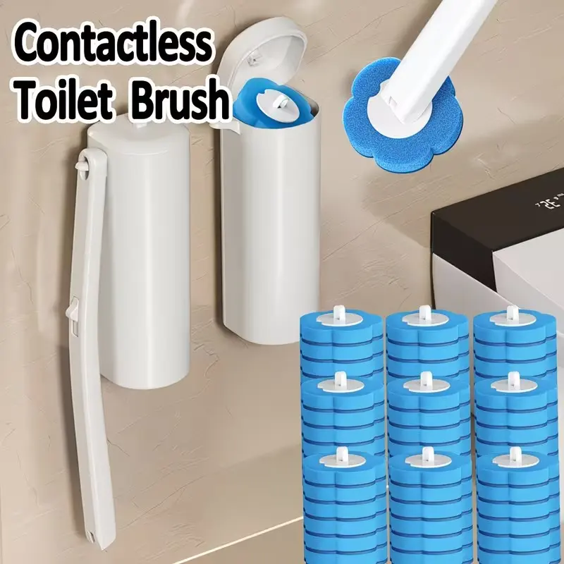 Upgraded Toilet Cleaning Brush with Stand, Deep Cleaning Set, Replaceable Brush Head, Maintenance Kit for Toilets and Bathrooms