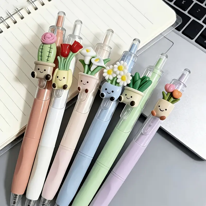 30/50 Pcs Cute Plant-themed Retractable Gel Pens, Cute Writing Pen, Random Styles, Floral Quick-dry Pens, Ideal for Office & School Use, Perfect for Holiday Gifts & Back-to-School Supplies, Note Taking Pens