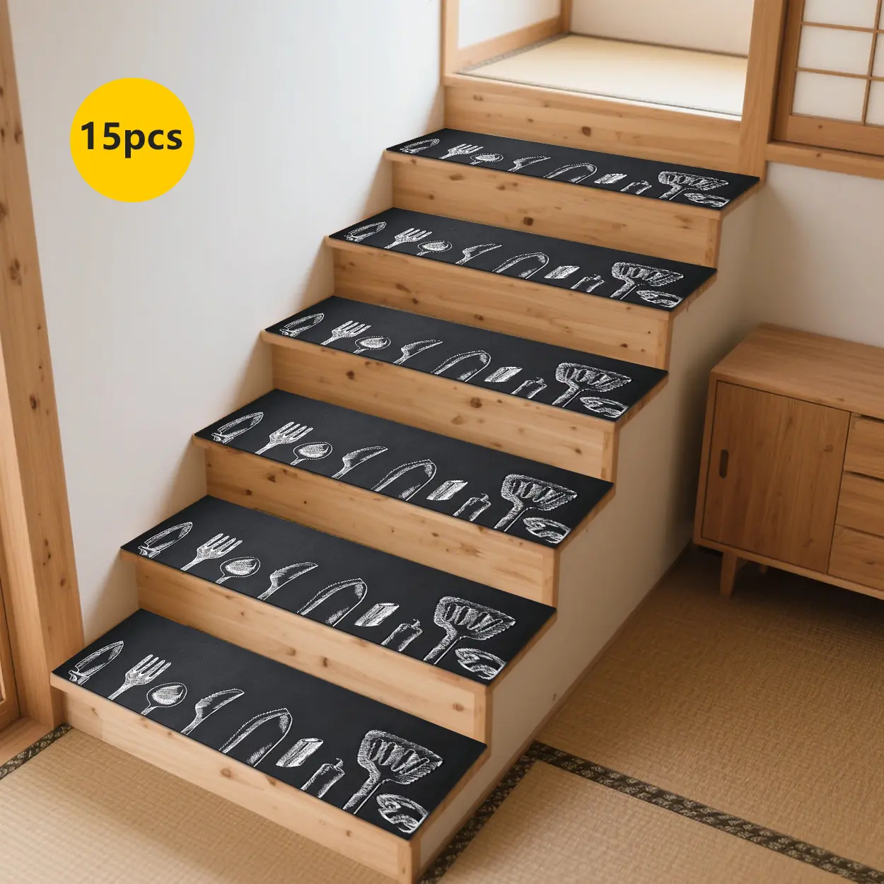 Non-Slip Stair Carpet, Step Protection Carpet, Decorative Bordered Stair Mat for Home Decoration & Bedroom Accessories - Suitable for Indoor, Outdoor Stairs & Multiple Scenarios