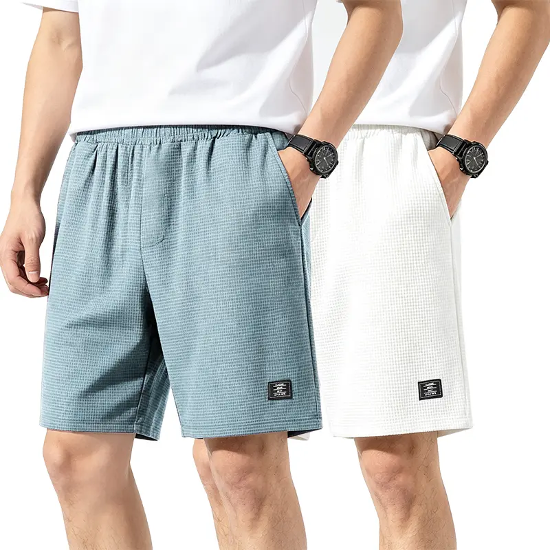 Men’s Waffle Knit Drawstring Track Shorts - Elastic Waist, Loose-Fitting, Knit Fabric, Active Athletic Wear, Outdoor Casual Sports Bottoms, Hiking Essential, Sporty Chic, Clearance Sale, M/XL Sizes, Men's Shorts