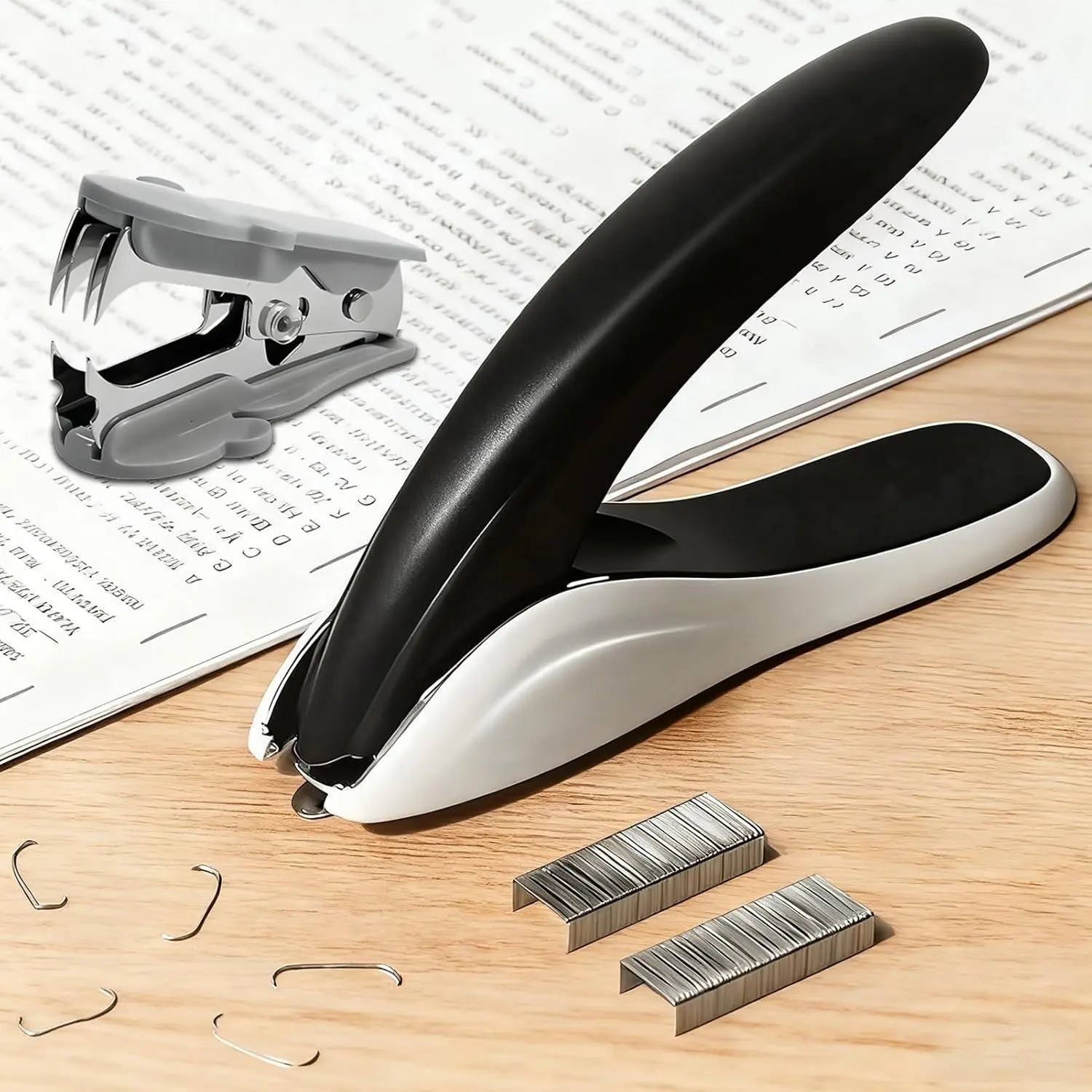 Professional Staple Remover & Puller - Heavy Duty Staple Remover Tool Without Tearing, 2 Pack White & Black for Office Desk Classroom