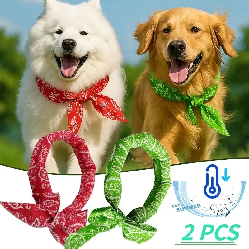 2-Pack Dog Cooling Collar, Pet Supplies Cool Neck Wrap, Breathable Reusable, Summer Heat Relief, Ideal for Outdoor Dogs and Cats