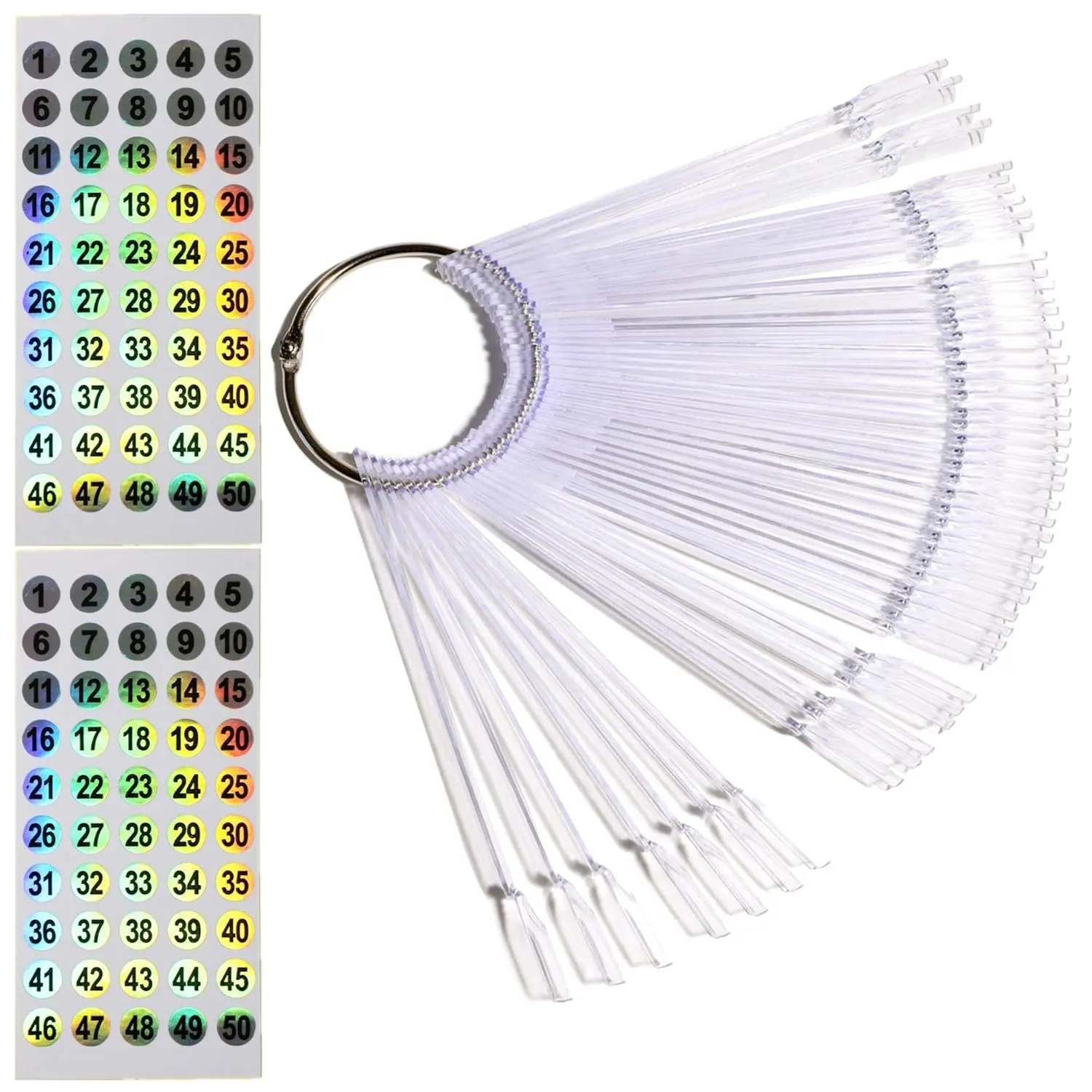 Nail Swatch Sticks with Ring for Nail Color Display Nail Art Supplies Nail Practice Samples (50pcs, transparent)