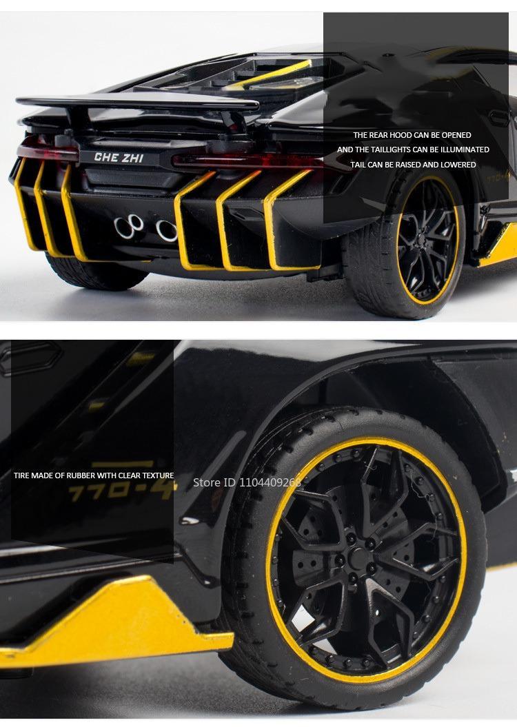 1:24 Scale Lambor LP770 Revuelto Sports Car Model Toy Alloy Diecast Sound Light Supercar Vehicles Models Boys Birthday Gifts 1:24 Scale Lambor LP770 Revuelto Sports Car Model Toy Alloy Diecast Sound Light Supercar Vehicles Models Boys Birthday Gifts