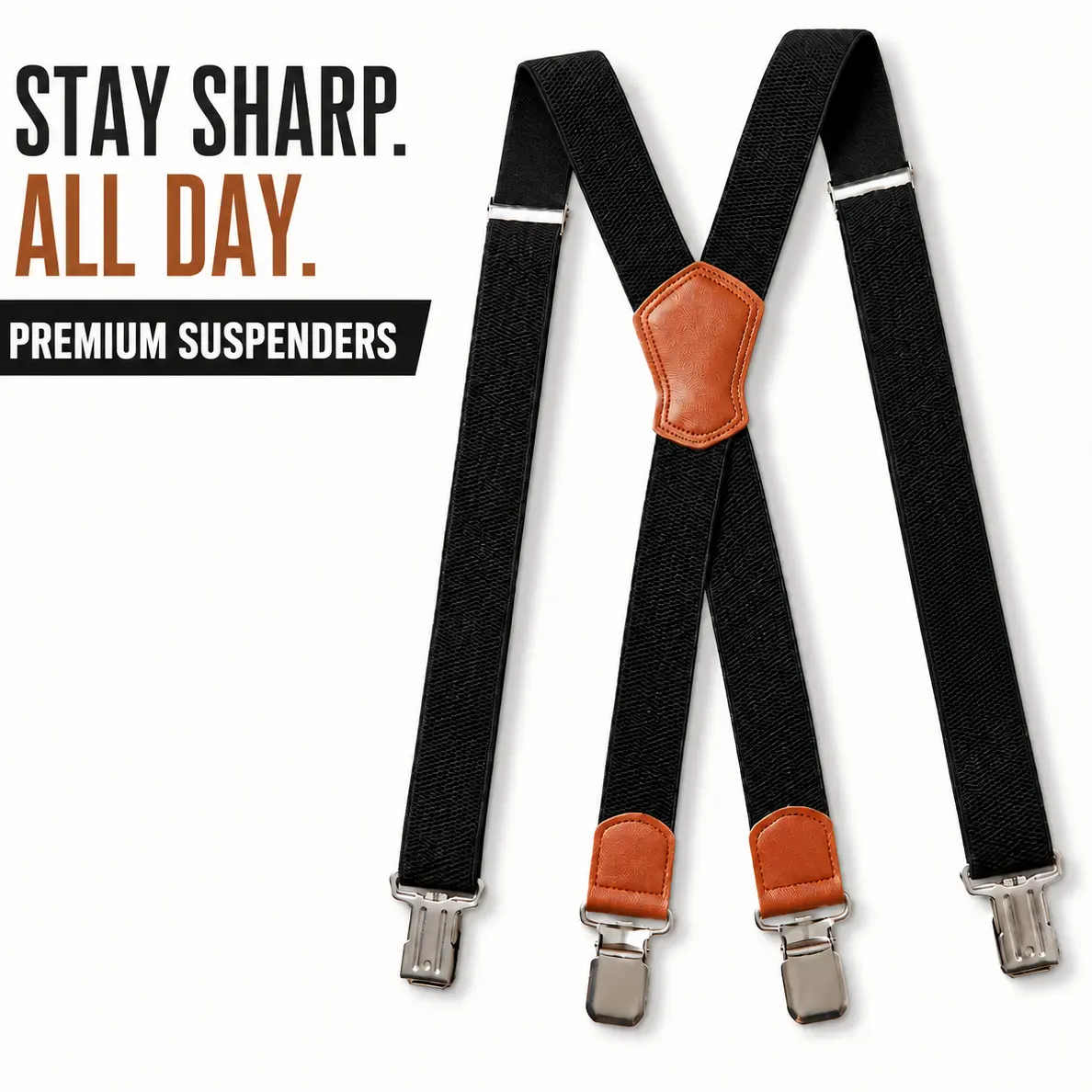 Men's Heavy Duty X-Back Suspenders, Adjustable Elastic Suspenders with Reinforced Clips for Work, Wedding and Everyday Outfits