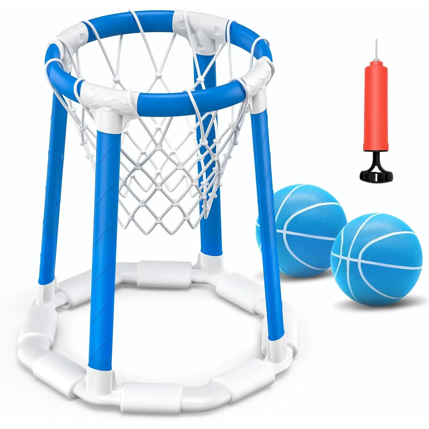 Floating Basketball Hoop for Pool, Set with 2 Basketballs, Inflatable Pool Games for Kids Adults, Indoor Outdoor Summer Fun