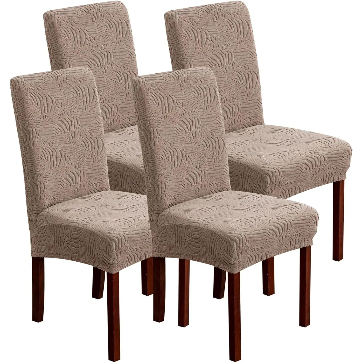 Dining Chair Covers, Chair Covers for Dining Room Stretch Parsons Chair Slipcover, for Dining Room Chair Protector Cover, Removable, Washable (Taupe, 4 Pack)