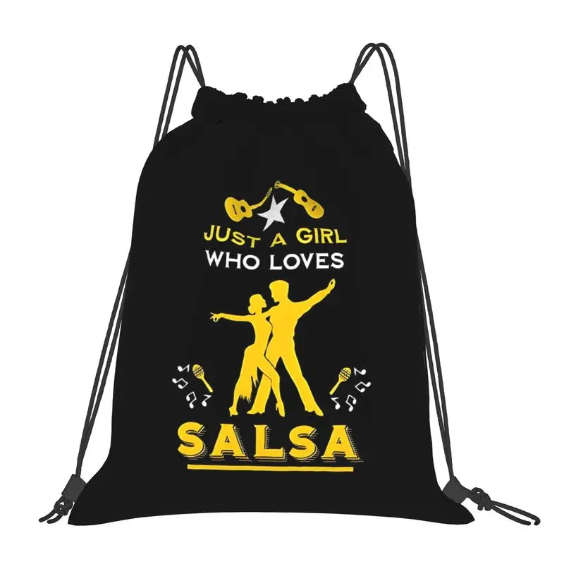 Just A Girl Who Loves Salsa Dance Drawstring Bags