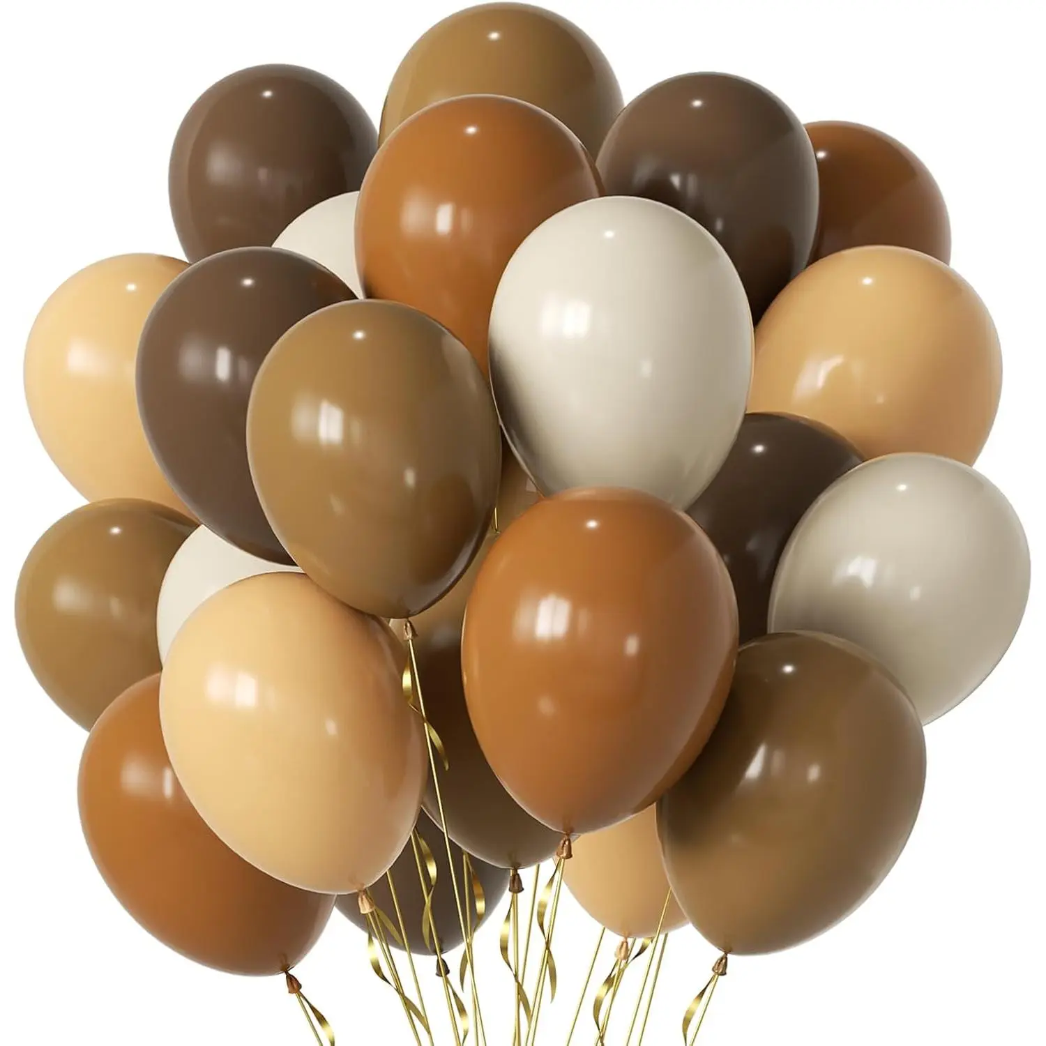 Brown Party Balloons,50pcs 12 Inch Retro Brown Sand White Balloon Coffee Cocoa Tan Neutral Balloons Apricot Beige Nude Balloon for Thanksgiving Wedding Anniversary  Party Decorations