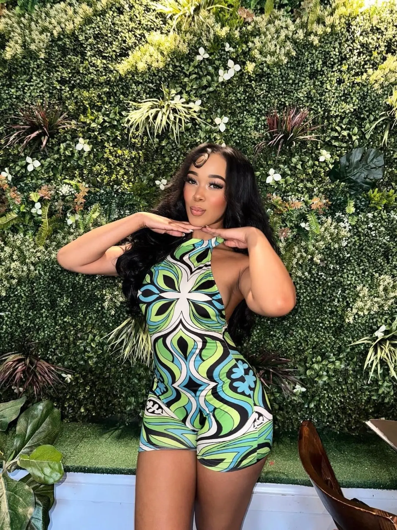 Fashion Colorblock Print Sleeveless Design Beach Romper, Women's Casual Tight-Fitting Bodycon Romper, Stylish One-Piece Outfit for Ladies