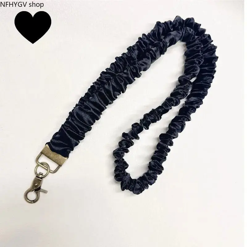 ID Badge Key Accessory Lanyard, ACCIO Stretchy Fabric Scrunchie Strap 17.5"-30" Expandable, 360-Degree Rotatable Metal Base With Spring Clasp, Hypoallergenic Lightweight Supply For Daily Office Work And Travel Carry