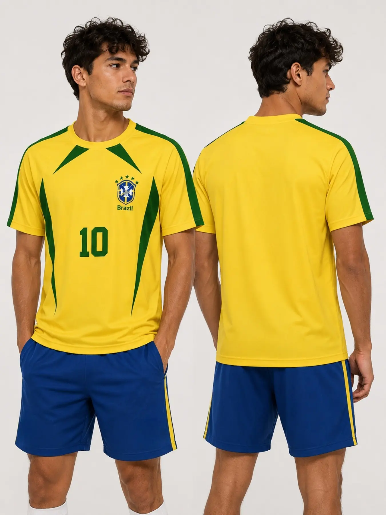 Summer New Brazil Soccer Jersey Men's 2026 Season Match Sport T-Shirt, Quick-Dry Breathable Short Sleeve, Unisex Athletic Wear