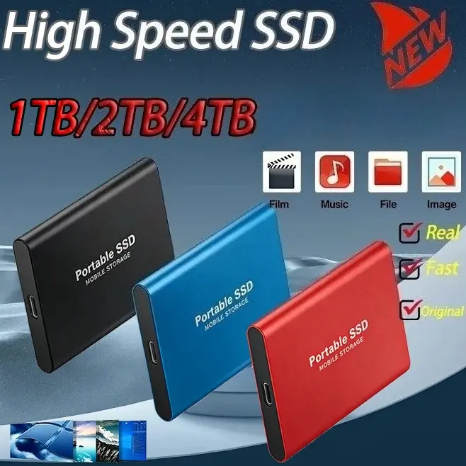 16TB Aluminum Portable Hard Disk - USB3.2 Type-C High-Speed Backup External Drive, Quiet Operation, Data Storage for Laptops, Smartphones, Computers, MAC (Available in 1TB/2TB/4TB) - Camera & Computer Accessories