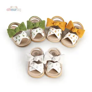 Baby Girls Summer Sandals Cute Apple Embroidery Flat Shoes Non-Slip Sole Infant First Walker Shoes