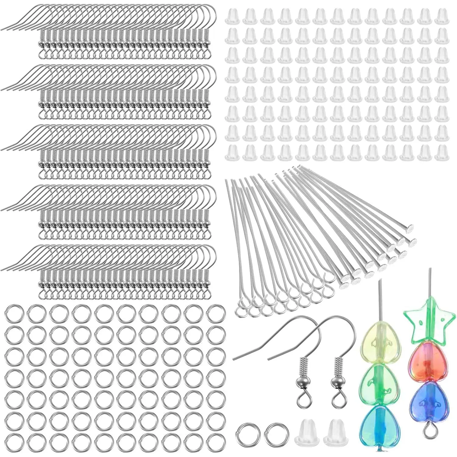800 count Sterling  Earring Hooks for  Making, DIY Earring Making Supplies Kit, Ear Fish Hook Earing Findings ()